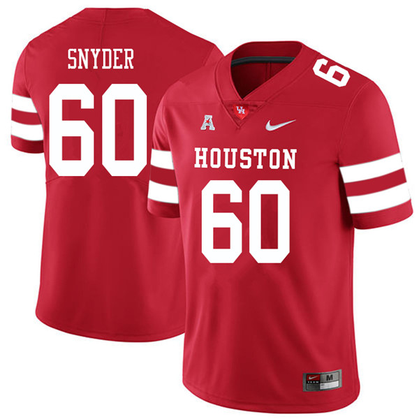 2018 Men #60 Kordell Snyder Houston Cougars College Football Jerseys Sale-Red